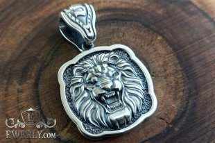 Silver Pendant - Lion in a Frame, фото
